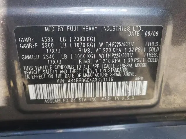 2010 SUBARU OUTBACK 2.5I PREMIUM  