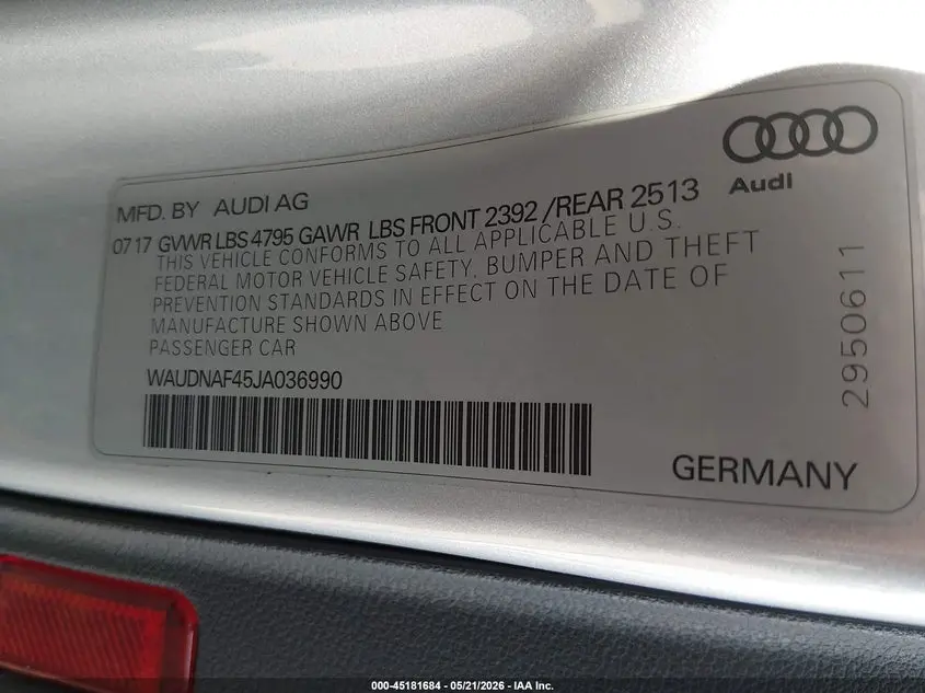2018 AUDI A4 2.0T PREMIUM