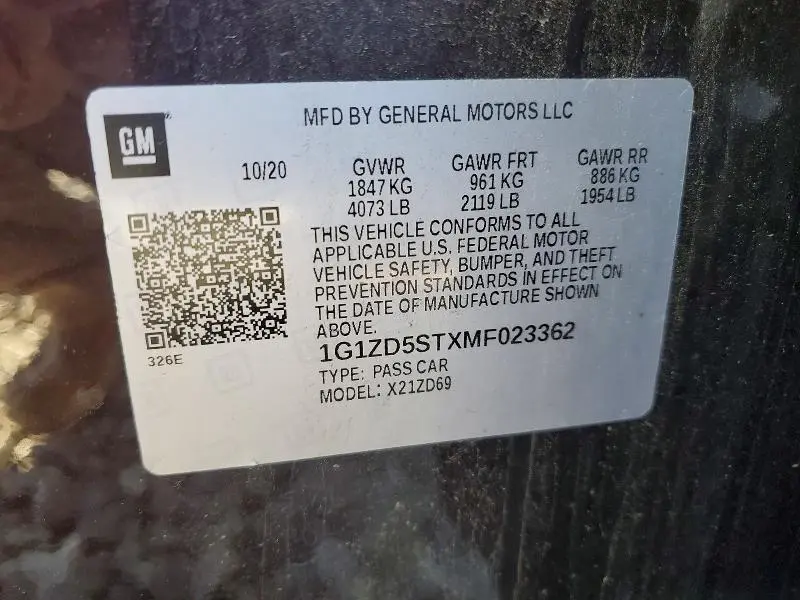 2021 CHEVROLET MALIBU LT  