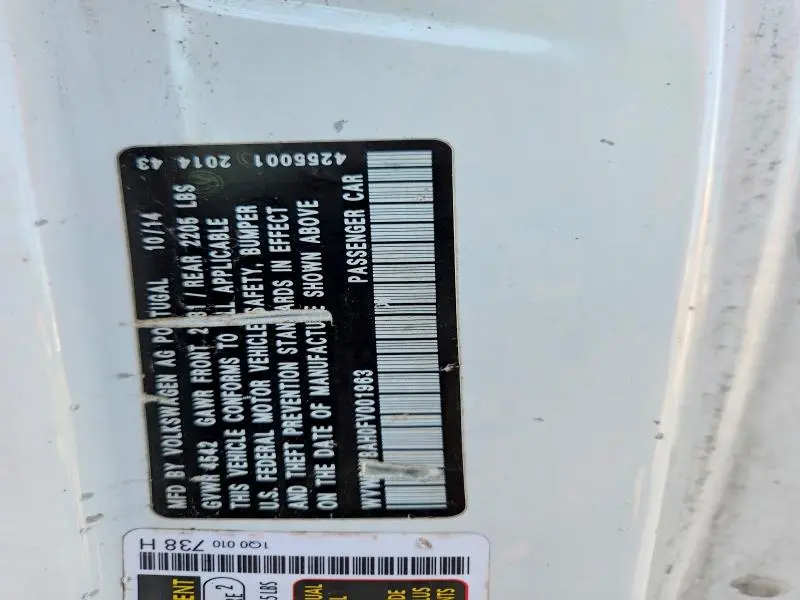 2015 VOLKSWAGEN EOS KOMFORT  