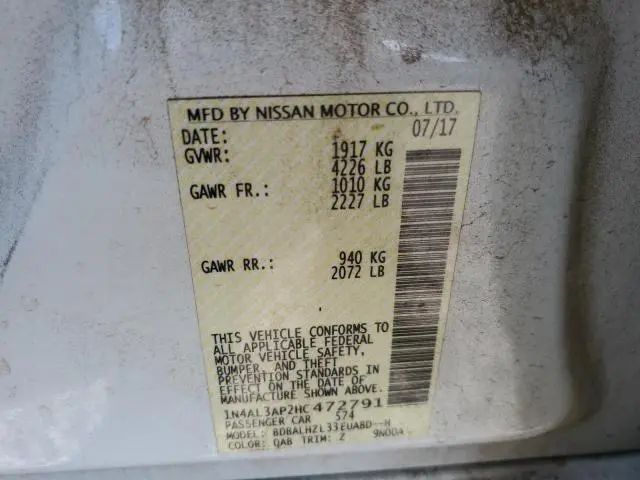 2017 NISSAN ALTIMA 2.5  