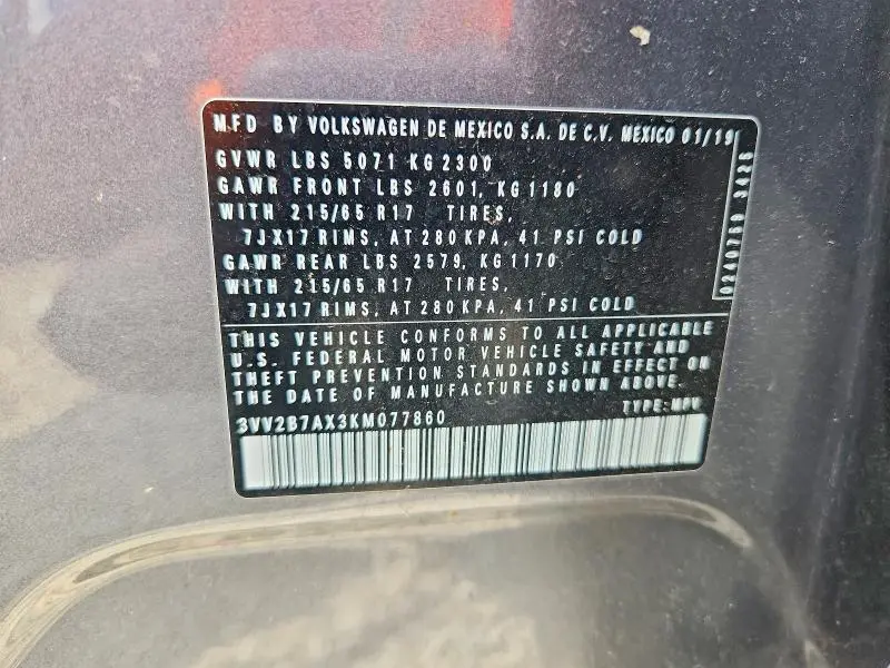 2019 VOLKSWAGEN TIGUAN SE  