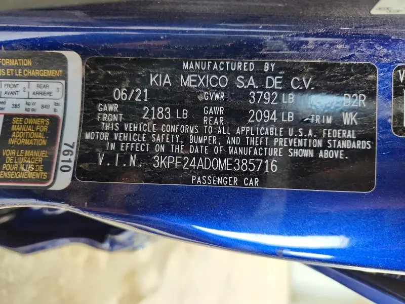 2021 KIA FORTE LXS  