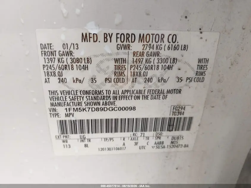2013 FORD EXPLORER XLT