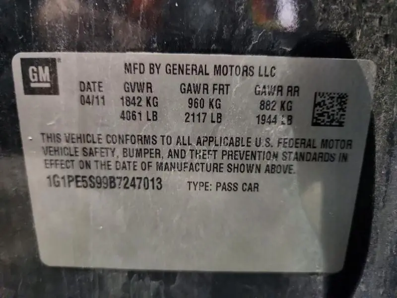 2011 CHEVROLET CRUZE LT  
