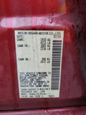 2015 NISSAN ALTIMA 2.5 S  