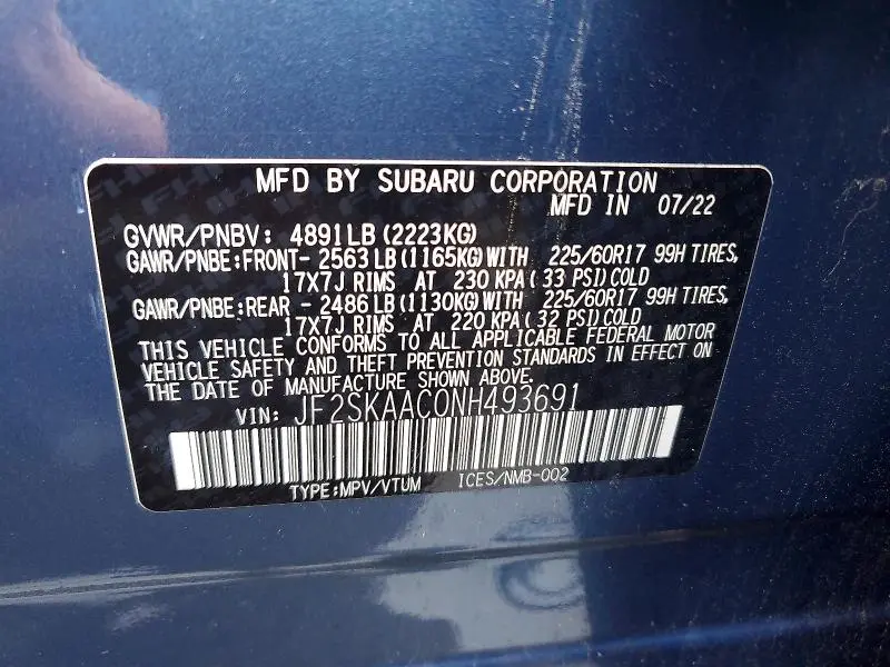 2022 SUBARU FORESTER   