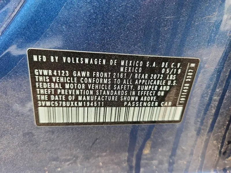 2019 VOLKSWAGEN JETTA S  
