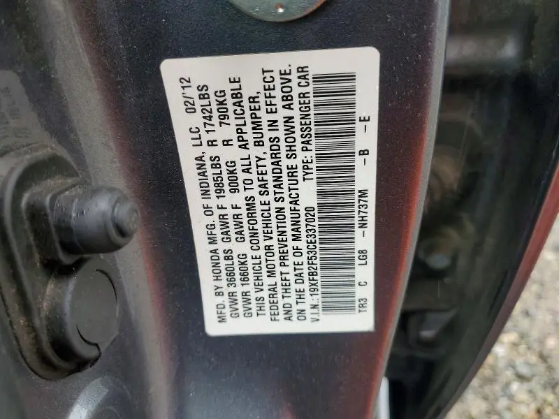 2012 HONDA CIVIC LX  
