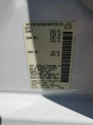 2020 NISSAN ALTIMA SR  