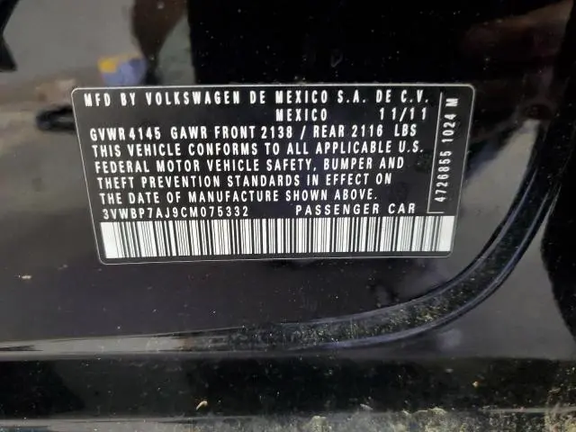 2012 VOLKSWAGEN JETTA   