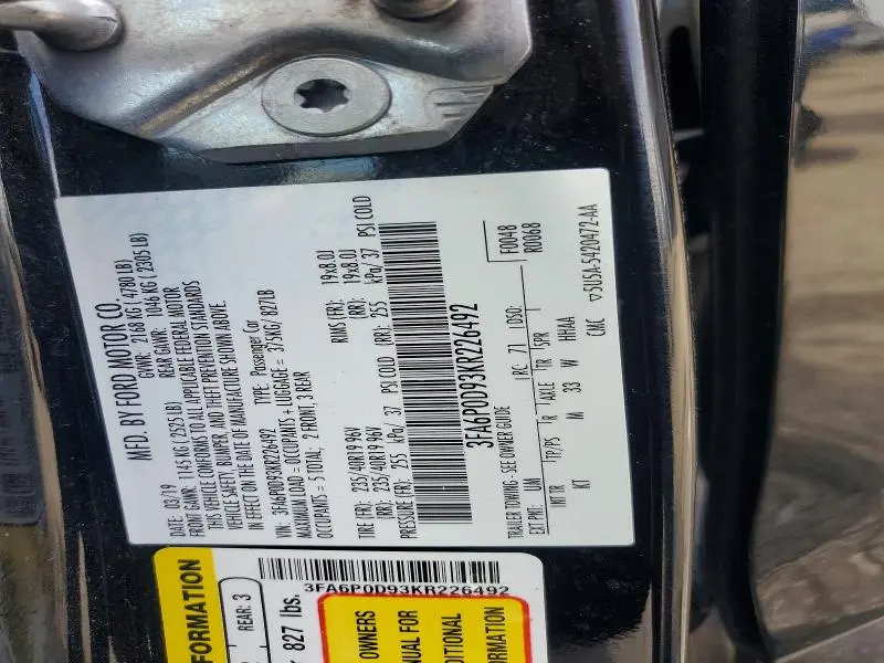 2019 FORD FUSION TITANIUM  
