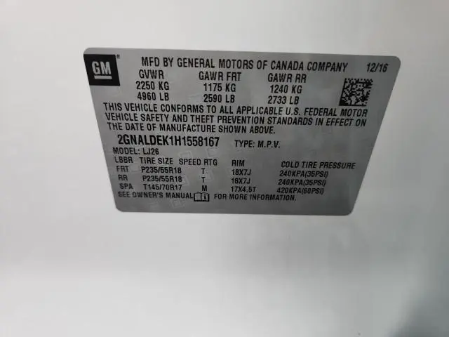 2017 CHEVROLET EQUINOX PREMIER  