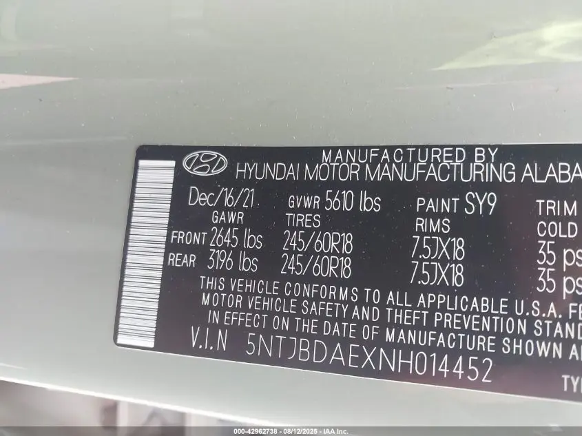 2022 HYUNDAI SANTA CRUZ SEL