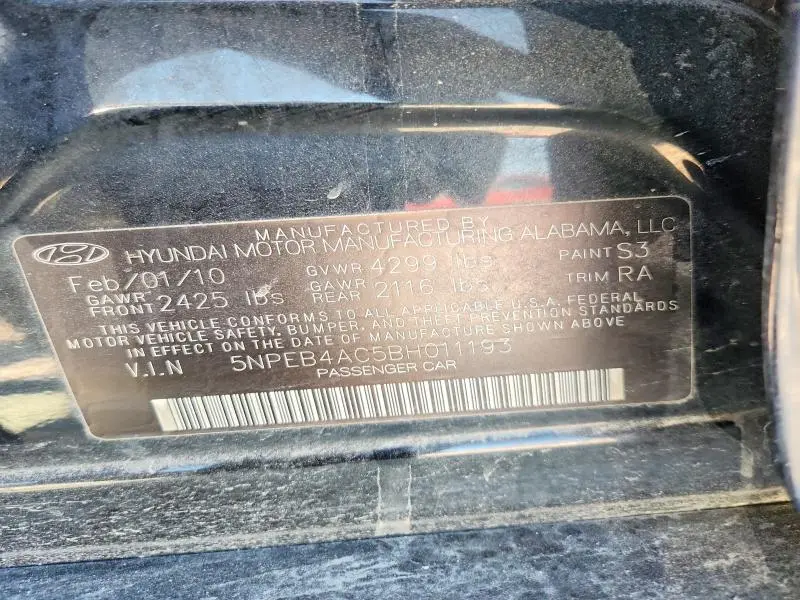 2011 HYUNDAI SONATA GLS  
