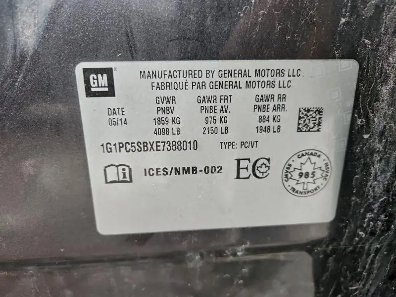 2014 CHEVROLET CRUZE LT  