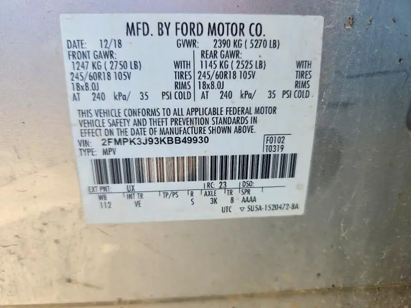 2019 FORD EDGE SEL  