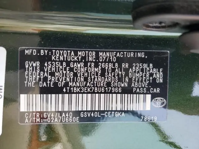 2011 TOYOTA CAMRY SE  