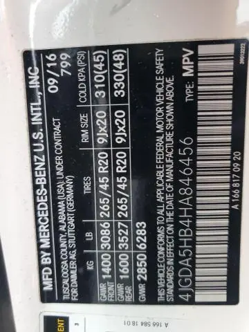 2017 MERCEDES-BENZ GLE 350 4MATIC  