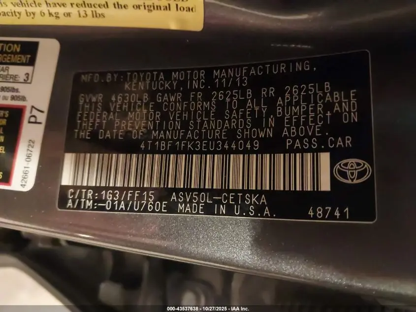 2014 TOYOTA CAMRY SE