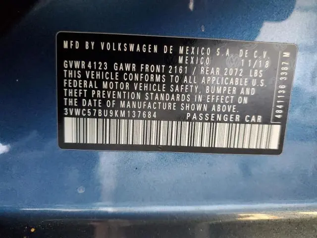 2019 VOLKSWAGEN JETTA S