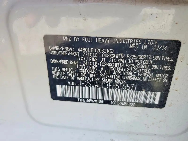 2015 SUBARU FORESTER 2.5I PREMIUM  