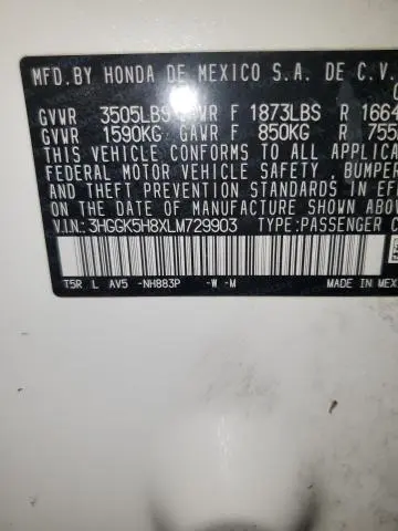 2020 HONDA FIT EX  