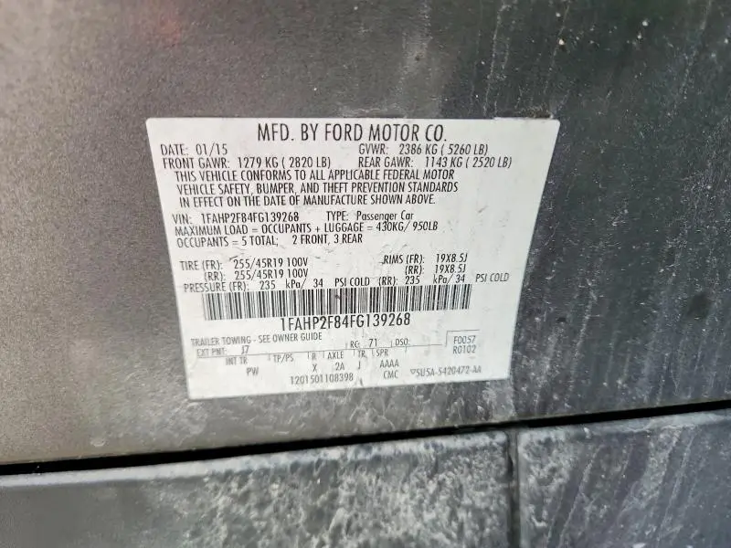 2015 FORD TAURUS LIMITED  