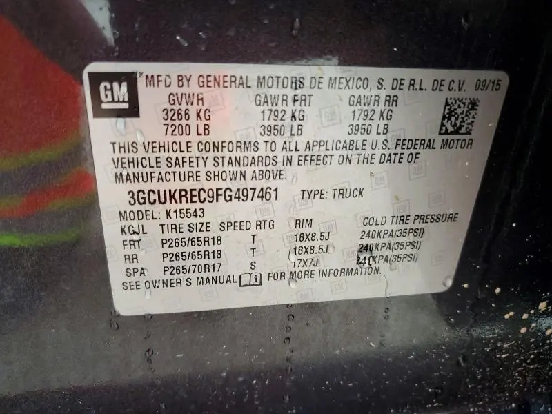 2015 CHEVROLET SILVERADO K1500 LT  