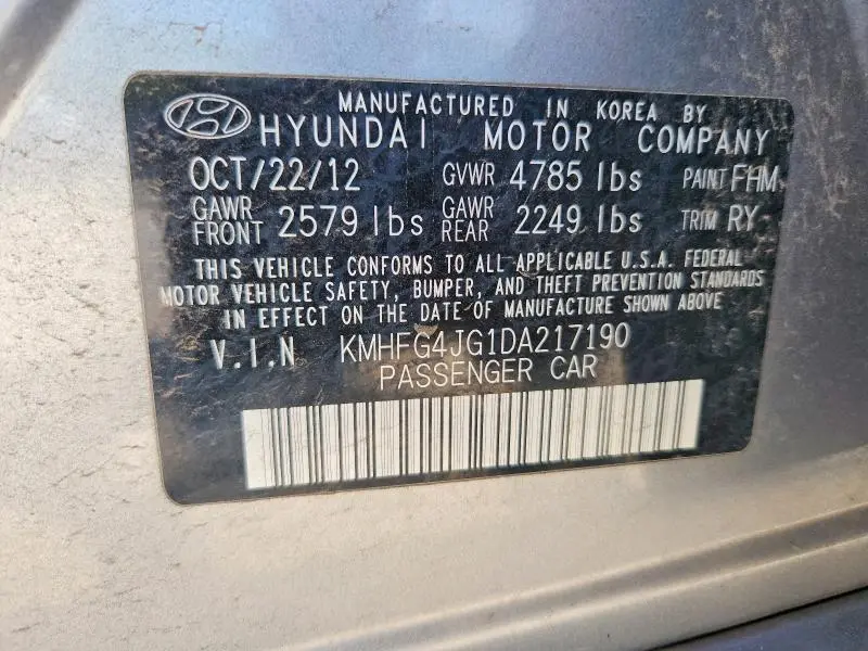2013 HYUNDAI AZERA BASE  