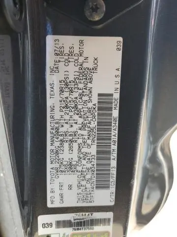 2013 TOYOTA TACOMA ACCESS CAB  