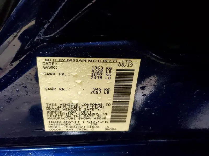 2020 NISSAN ALTIMA 2.5 S  