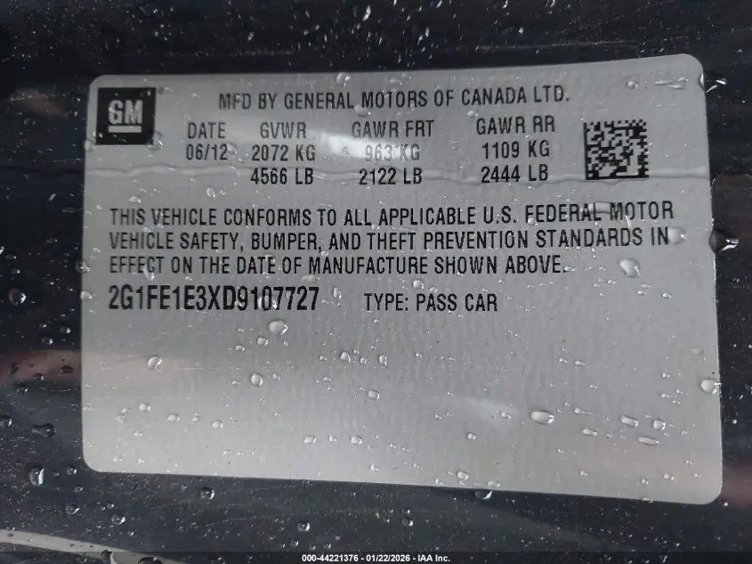 2013 CHEVROLET CAMARO 1LS