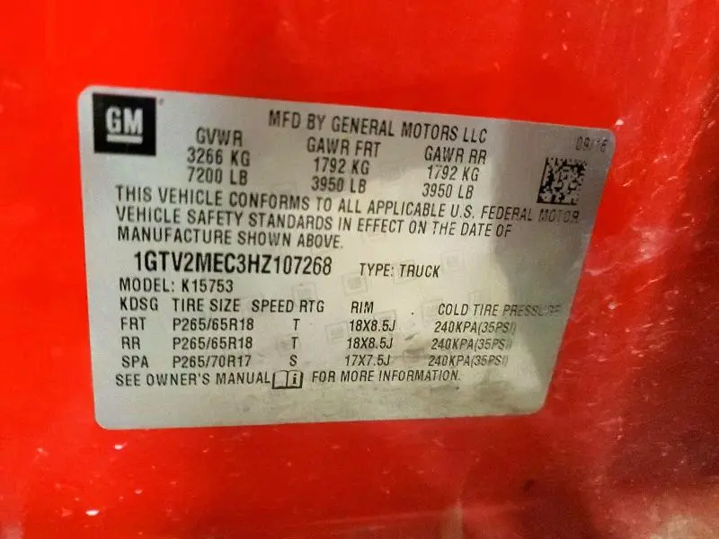 2017 GMC SIERRA K1500 SLE  