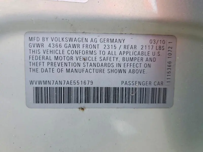 2010 VOLKSWAGEN CC SPORT  