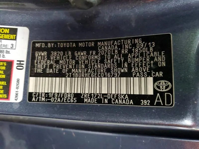 2014 TOYOTA COROLLA S PLUS  