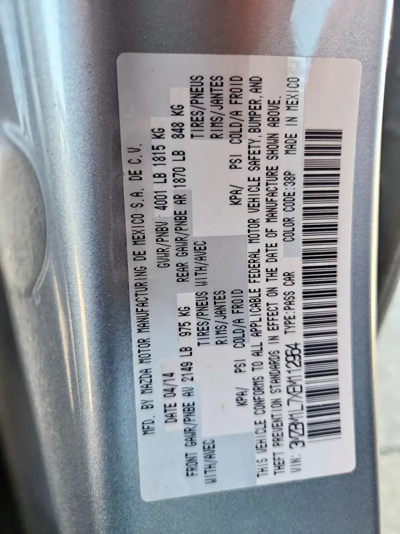 2014 MAZDA 3 TOURING  