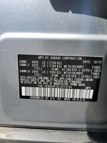 2018 SUBARU OUTBACK 2.5I PREMIUM  