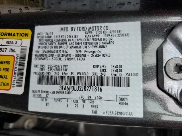 2018 FORD FUSION SE HYBRID  