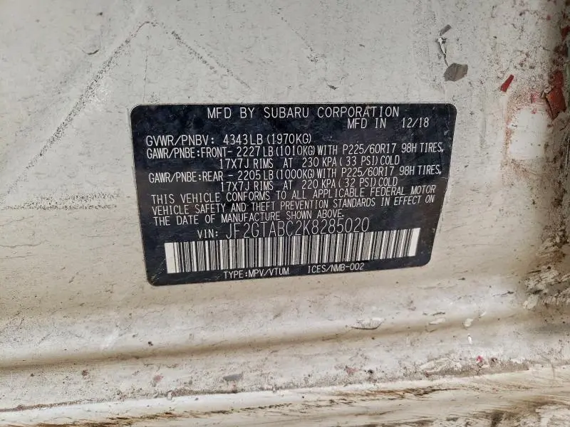 2019 SUBARU CROSSTREK   