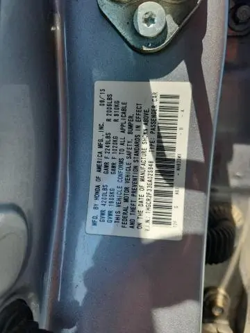 2016 HONDA ACCORD LX  