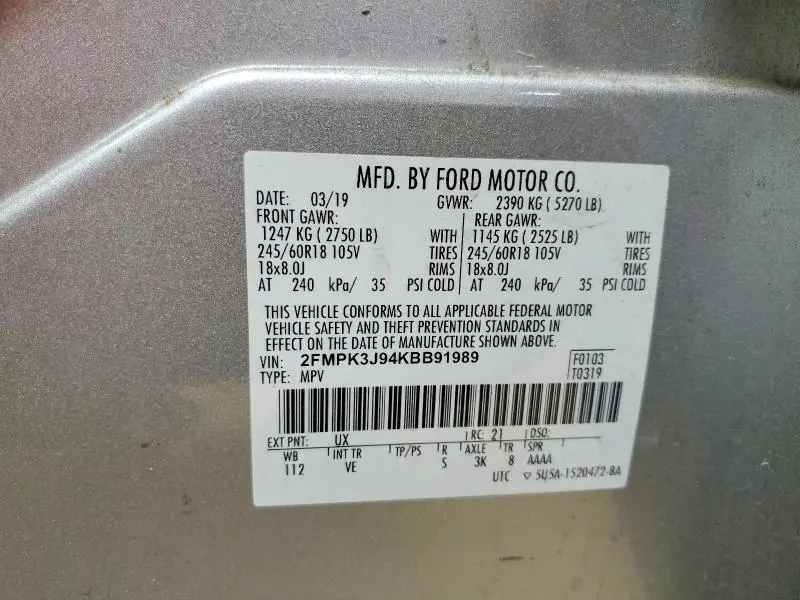 2019 FORD EDGE SEL  