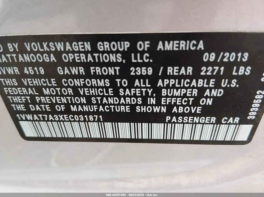 2014 VOLKSWAGEN PASSAT 1.8T WOLFSBURG EDITION
