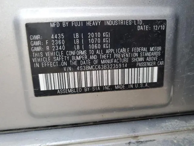 2011 SUBARU LEGACY 2.5I PREMIUM  