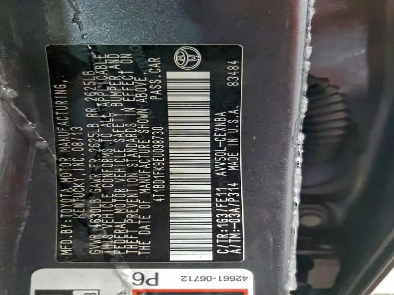 2014 TOYOTA CAMRY HYBRID  