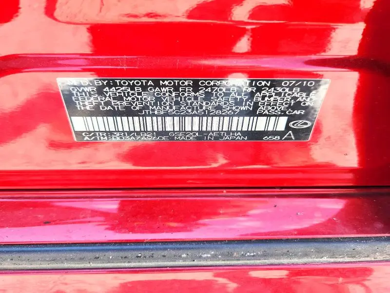 2010 LEXUS IS 250 BASE  