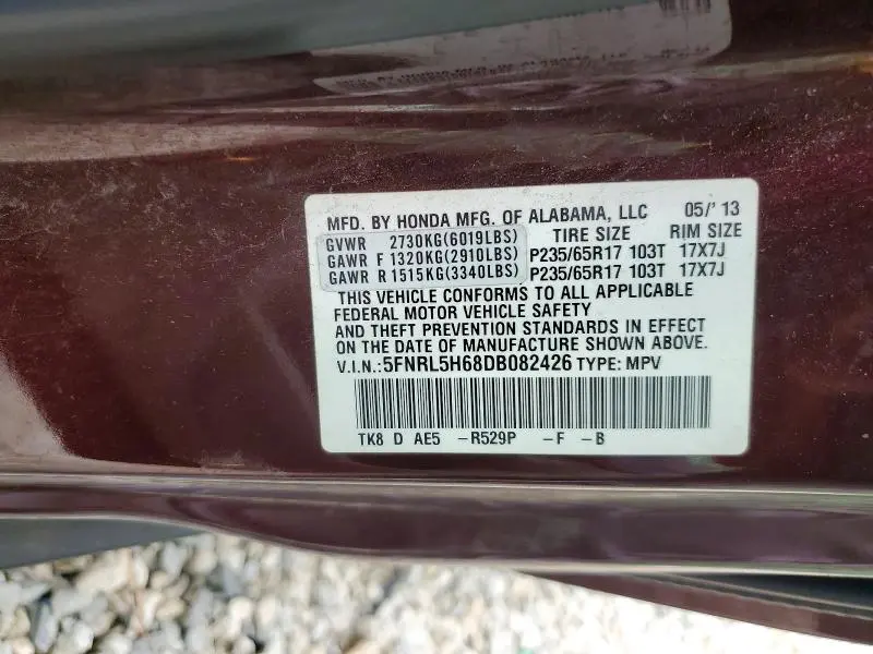 2013 HONDA ODYSSEY EXL  