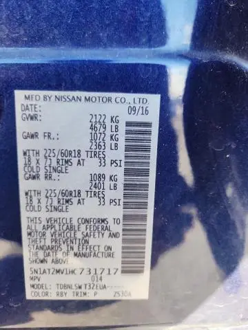 2017 NISSAN ROGUE SV  