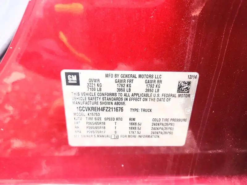2015 CHEVROLET SILVERADO K1500 LT  