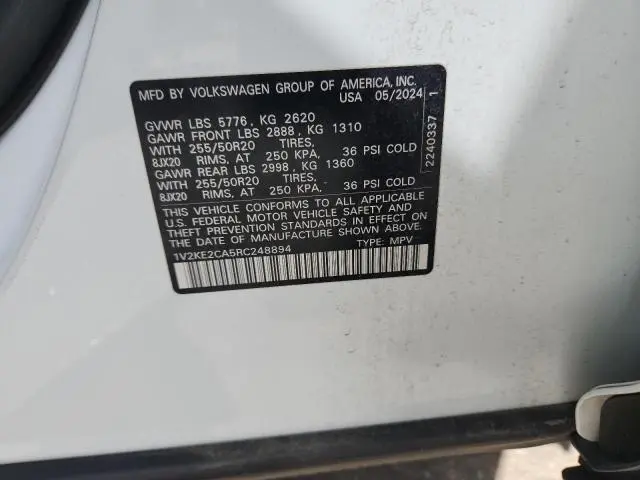 2024 VOLKSWAGEN ATLAS CROSS SPORT SE  